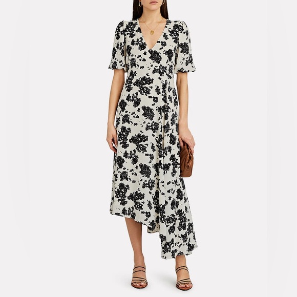 NOTES DU NORD Orchid Asymmetrical Floral Dress Size 38 - Picture 1 of 12